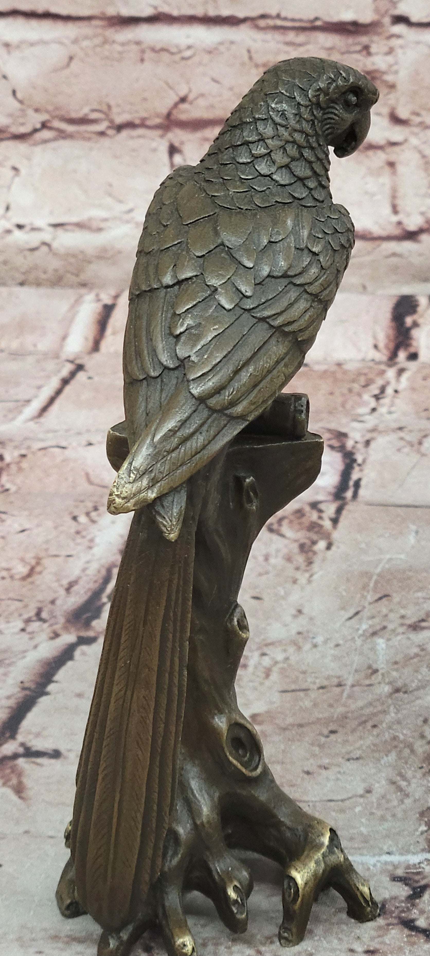 Bronze Parrot Macaw Bird Bronze Figure Sculpture Antique Style by Milo