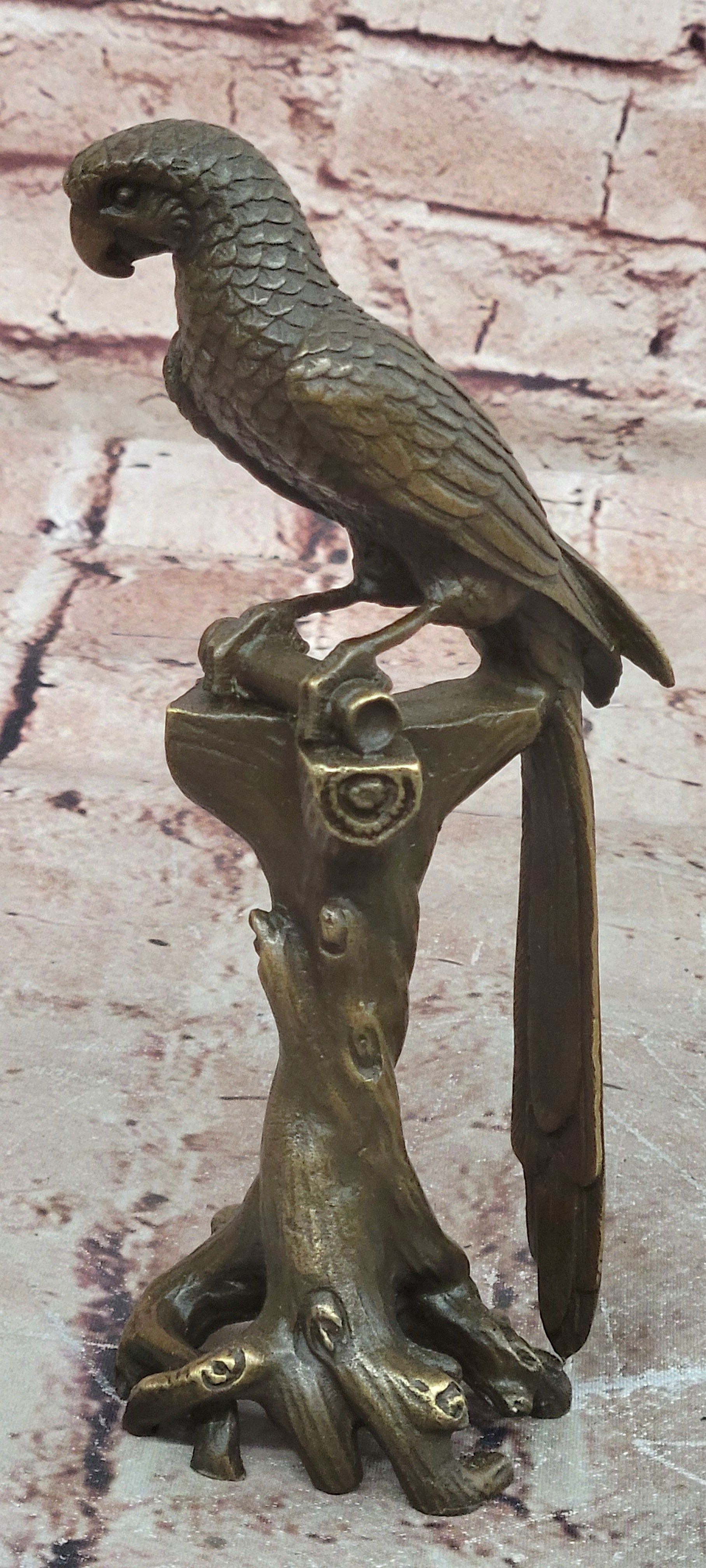 Bronze Parrot Macaw Bird Bronze Figure Sculpture Antique Style by Milo