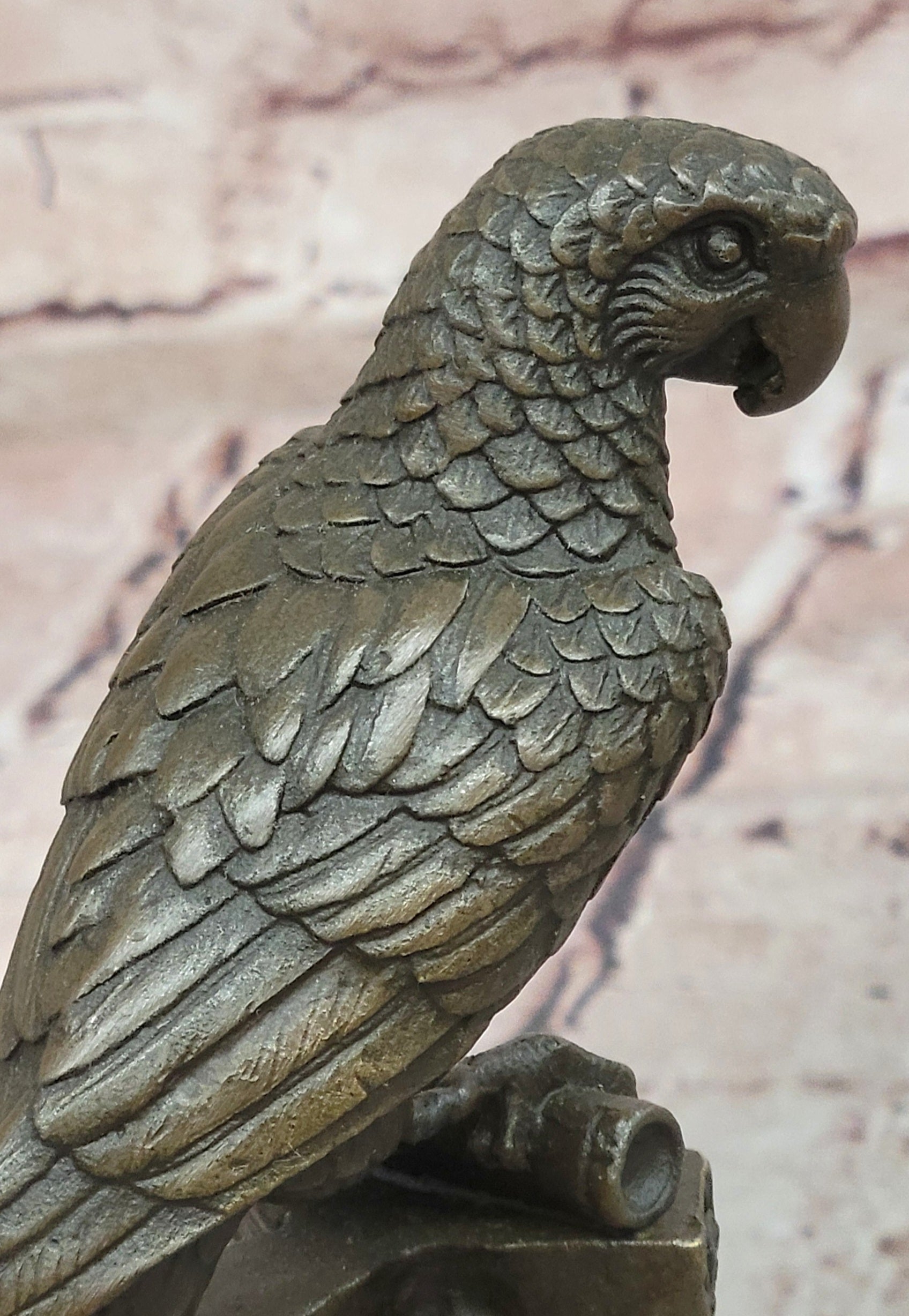 Bronze Parrot Macaw Bird Bronze Figure Sculpture Antique Style by Milo