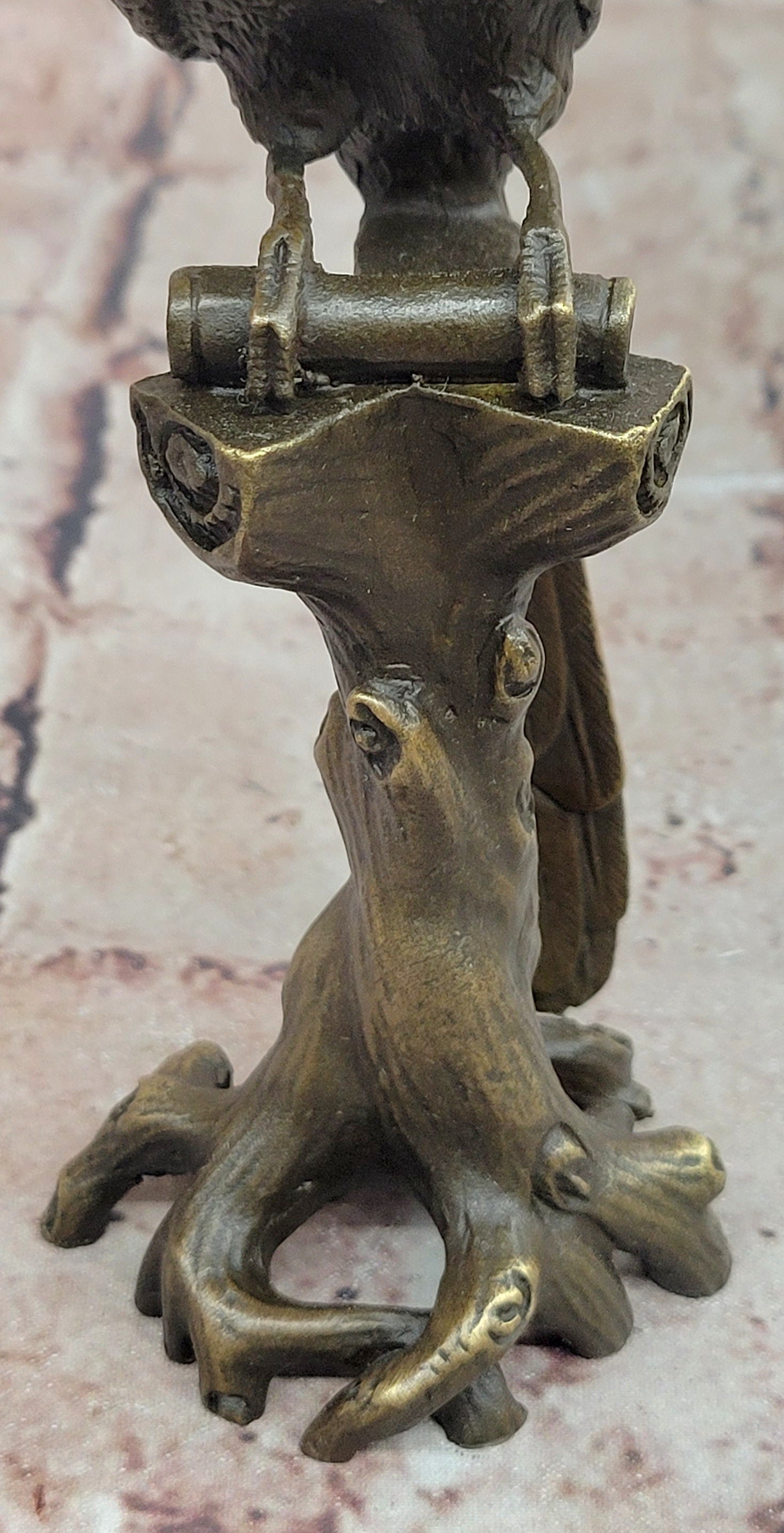 Bronze Parrot Macaw Bird Bronze Figure Sculpture Antique Style by Milo