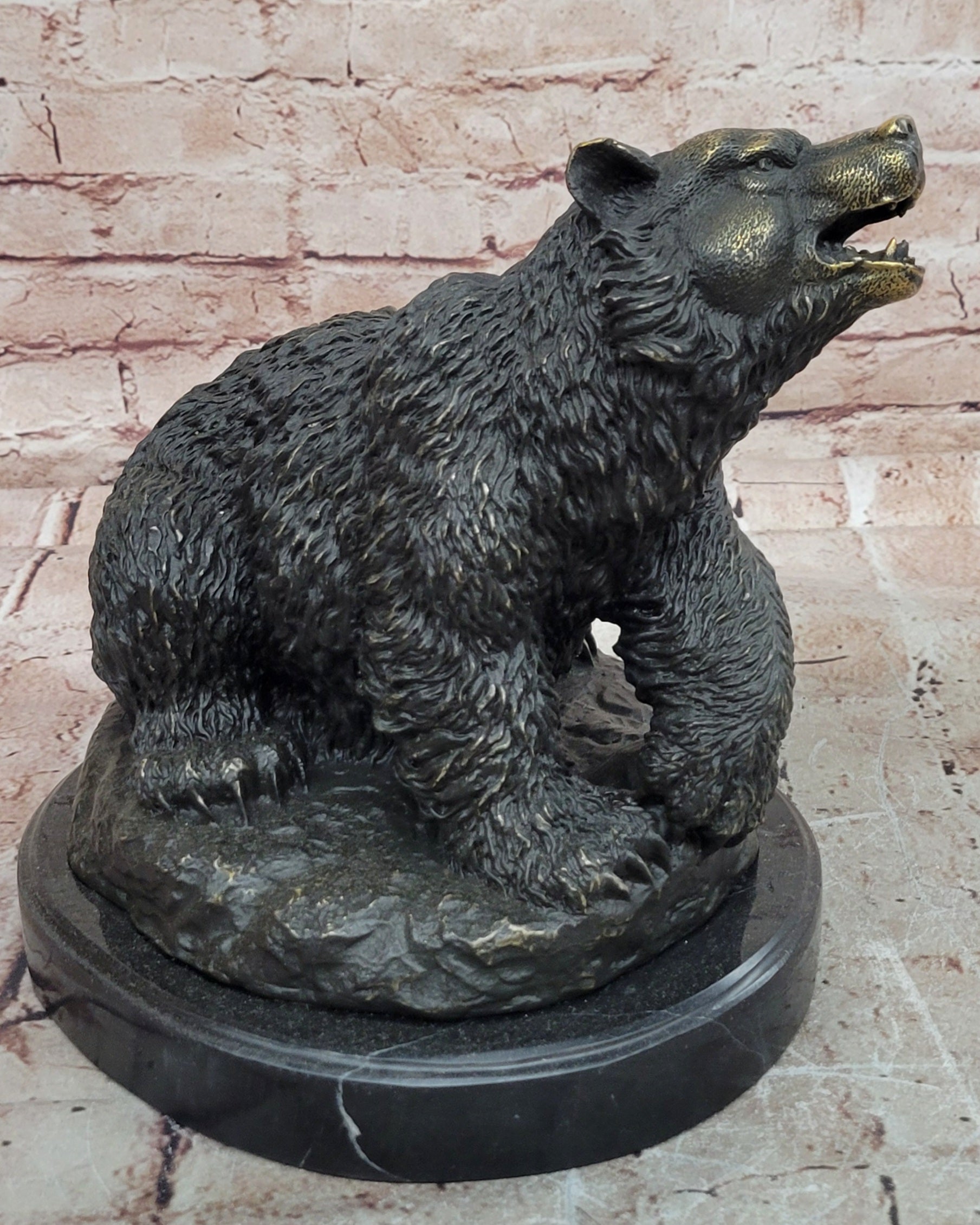 Vintage European Made Bonze Animalier Brown Bear Statue Sculpture by Milo