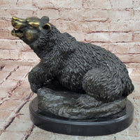 Vintage European Made Bonze Animalier Brown Bear Statue Sculpture by Milo