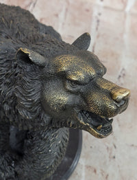 Vintage European Made Bonze Animalier Brown Bear Statue Sculpture by Milo