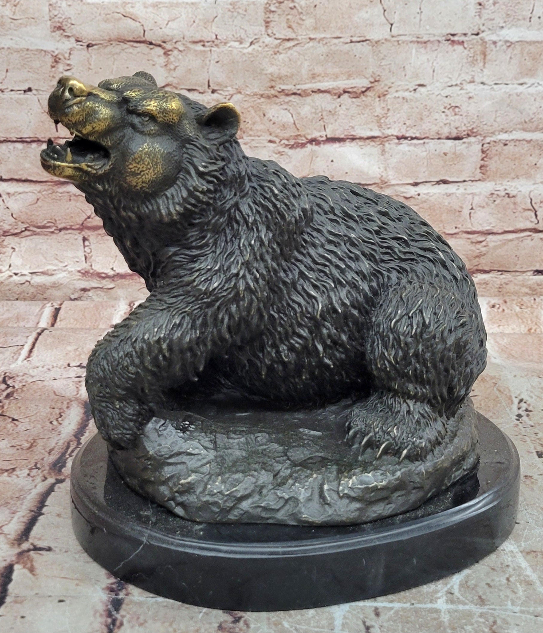 Vintage European Made Bonze Animalier Brown Bear Statue Sculpture by Milo