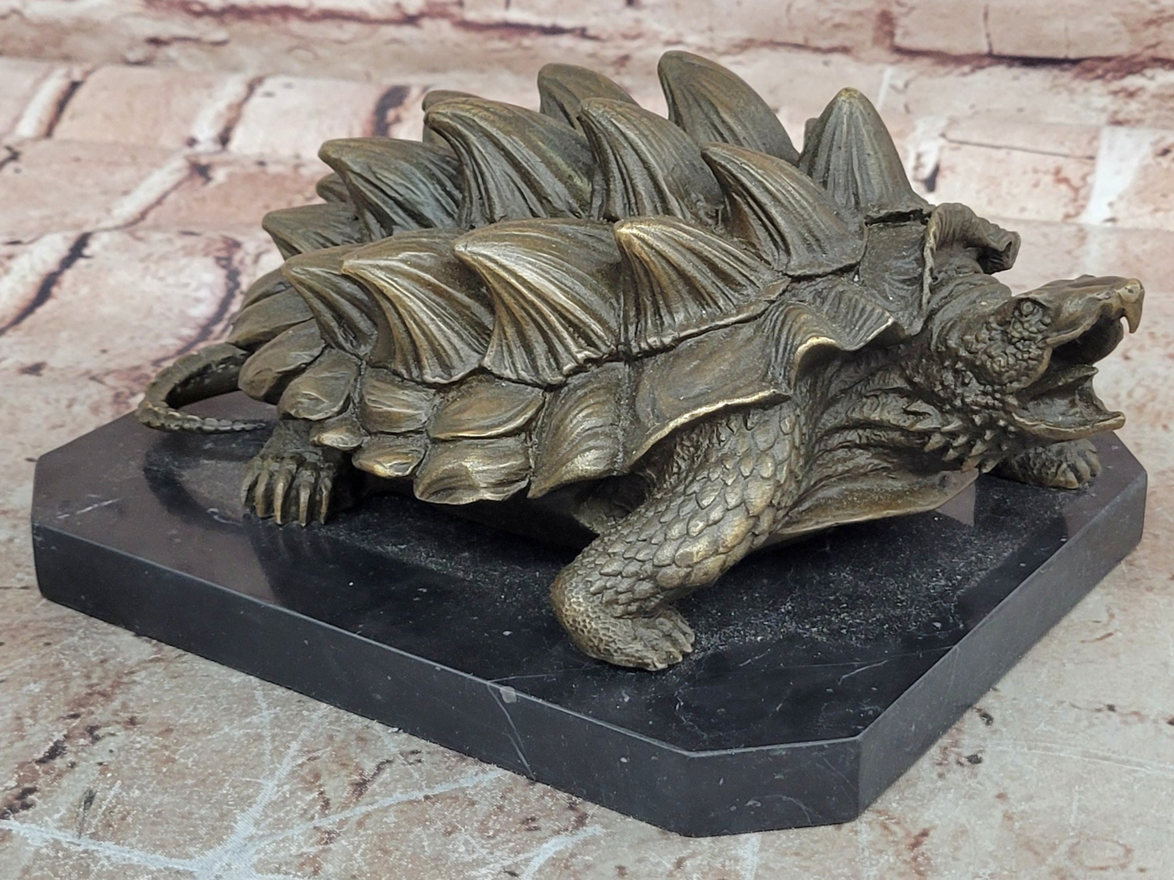 Signed Milo Alligator Snapping Turtle Reptile Animal Genuine Bronze Sculpture