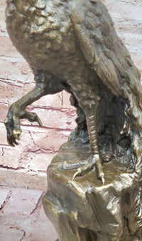 Bronze Peacock Sculpture with Long Tail Feathers