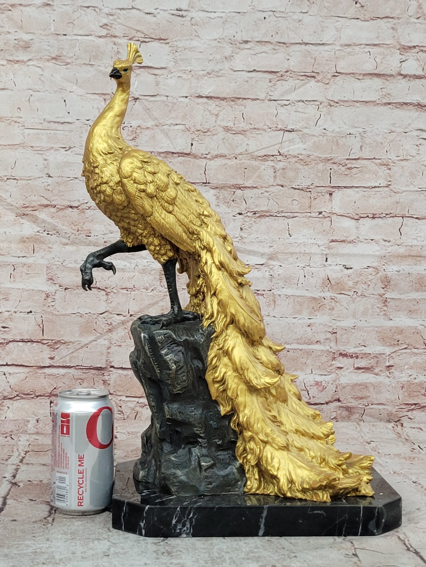 Genuine Bronze Dore Peacock Sculpture Centerpiece Signed by Artist Milo