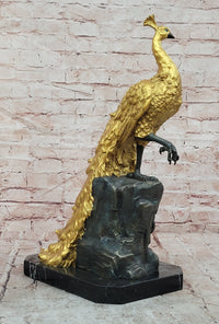 Genuine Bronze Dore Peacock Sculpture Centerpiece Signed by Artist Milo