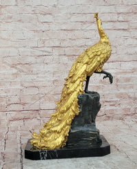 Genuine Bronze Dore Peacock Sculpture Centerpiece Signed by Artist Milo