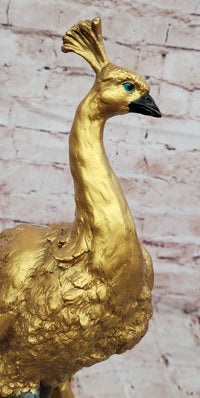 Genuine Bronze Dore Peacock Sculpture Centerpiece Signed by Artist Milo
