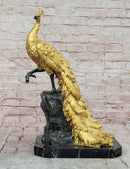 Genuine Bronze Dore Peacock Sculpture Centerpiece Signed by Artist Milo