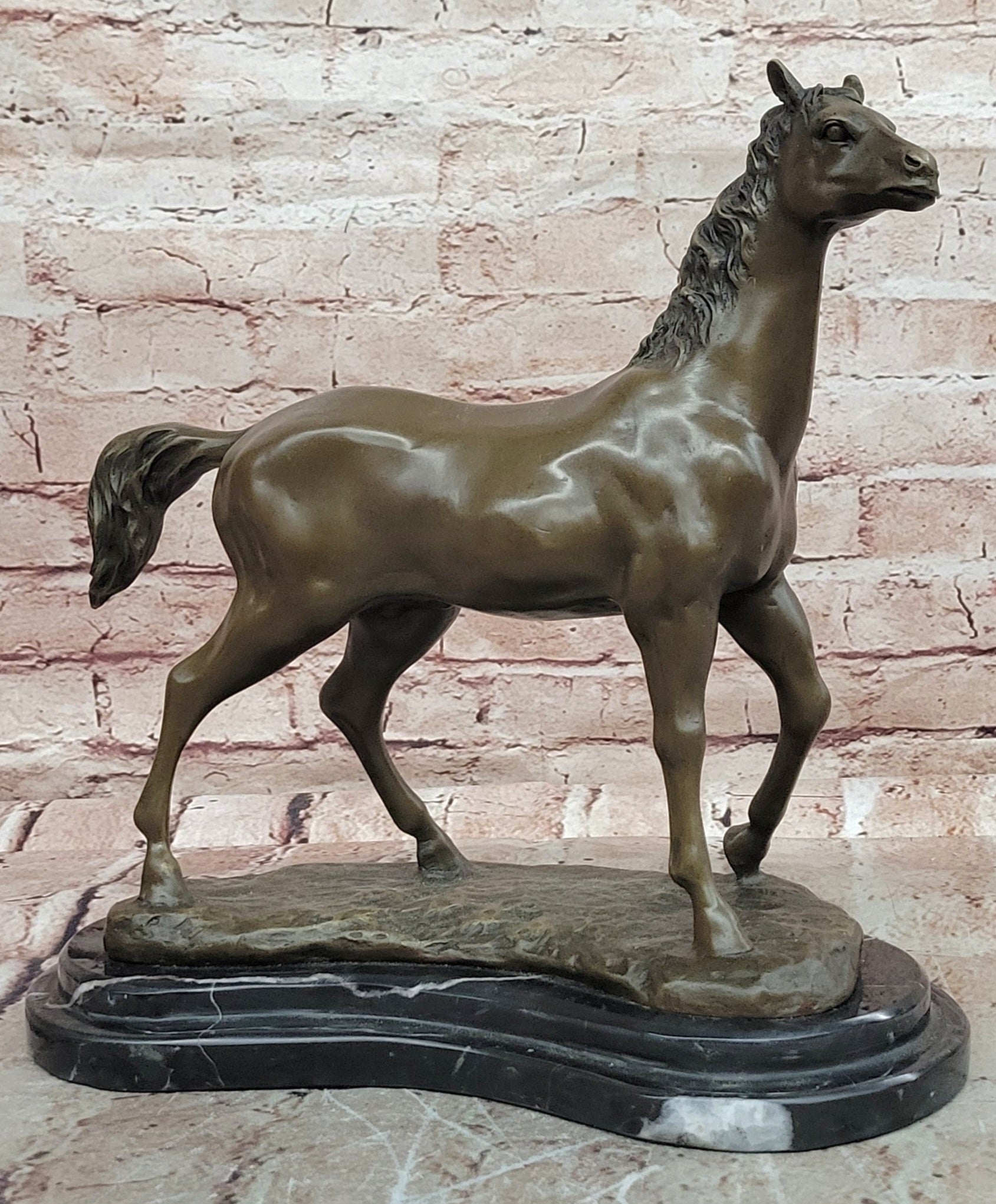 Majestic Arabian Horse Bronze Stallion Sculpture by P.J Mene Figurine