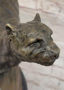 Running Panther Puma Mountain Lion Bronze Sculpture