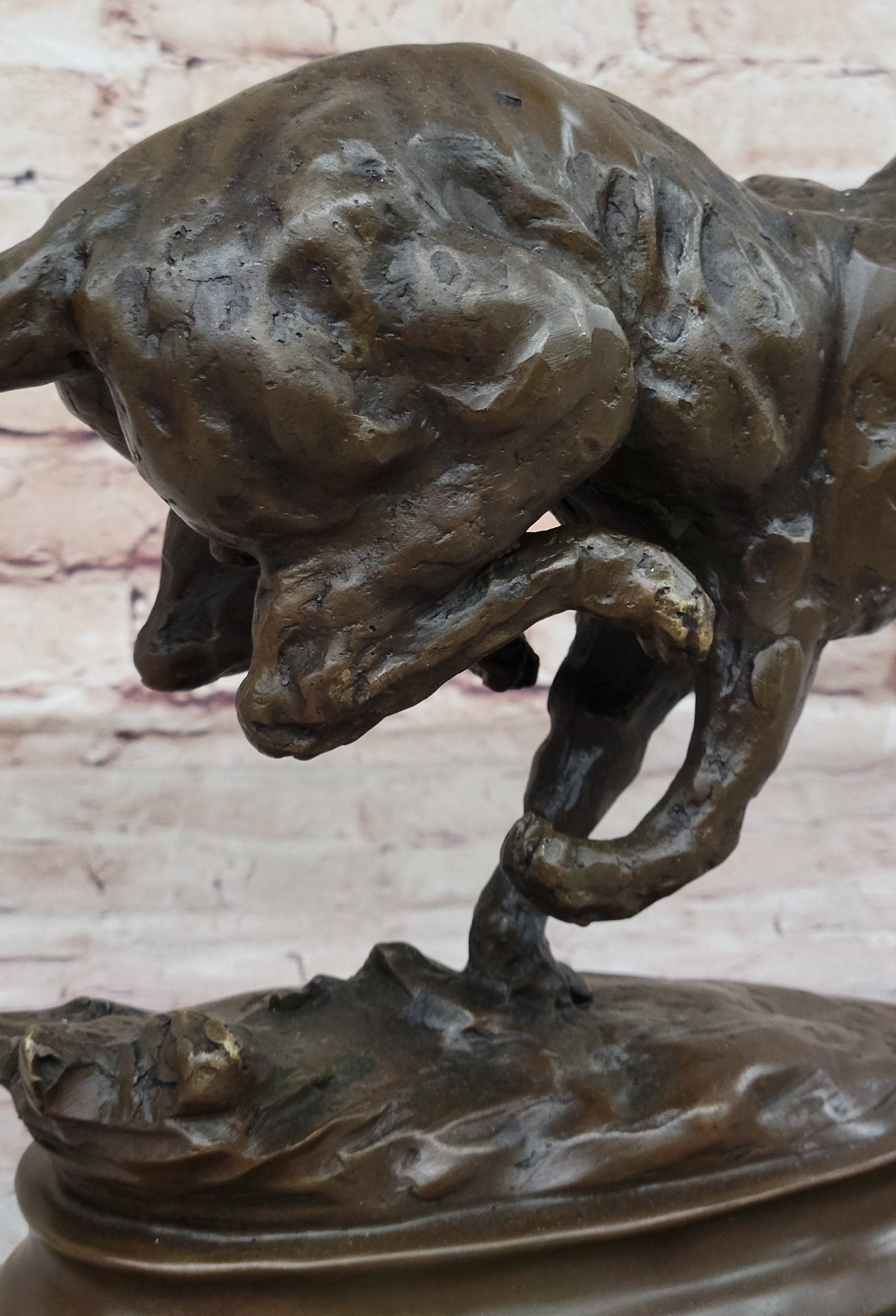 Running Panther Puma Mountain Lion Bronze Sculpture