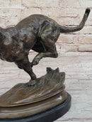 Running Panther Puma Mountain Lion Bronze Sculpture