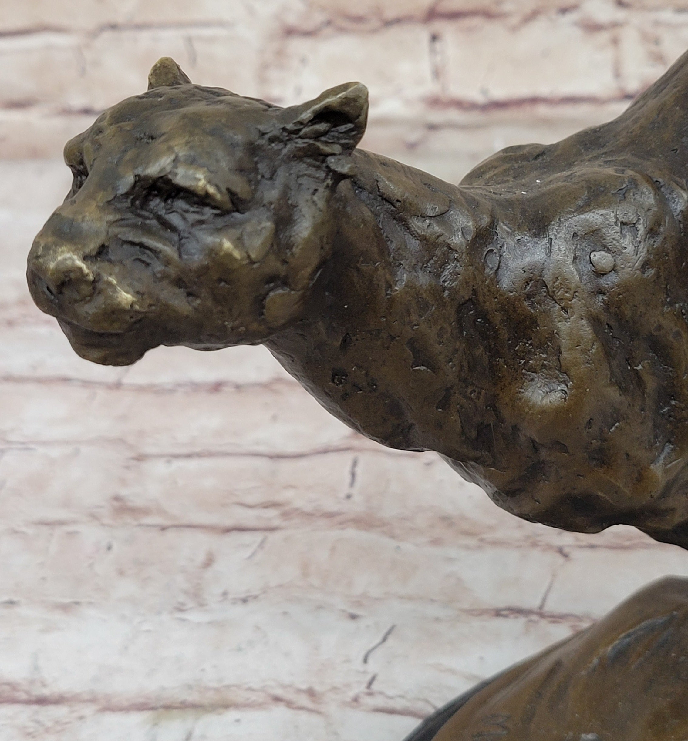 Running Panther Puma Mountain Lion Bronze Sculpture
