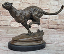 Running Panther Puma Mountain Lion Bronze Sculpture