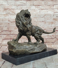 Signed Original Milo Bronze Sculpture King of Jungle Roaring Lion Hand Made