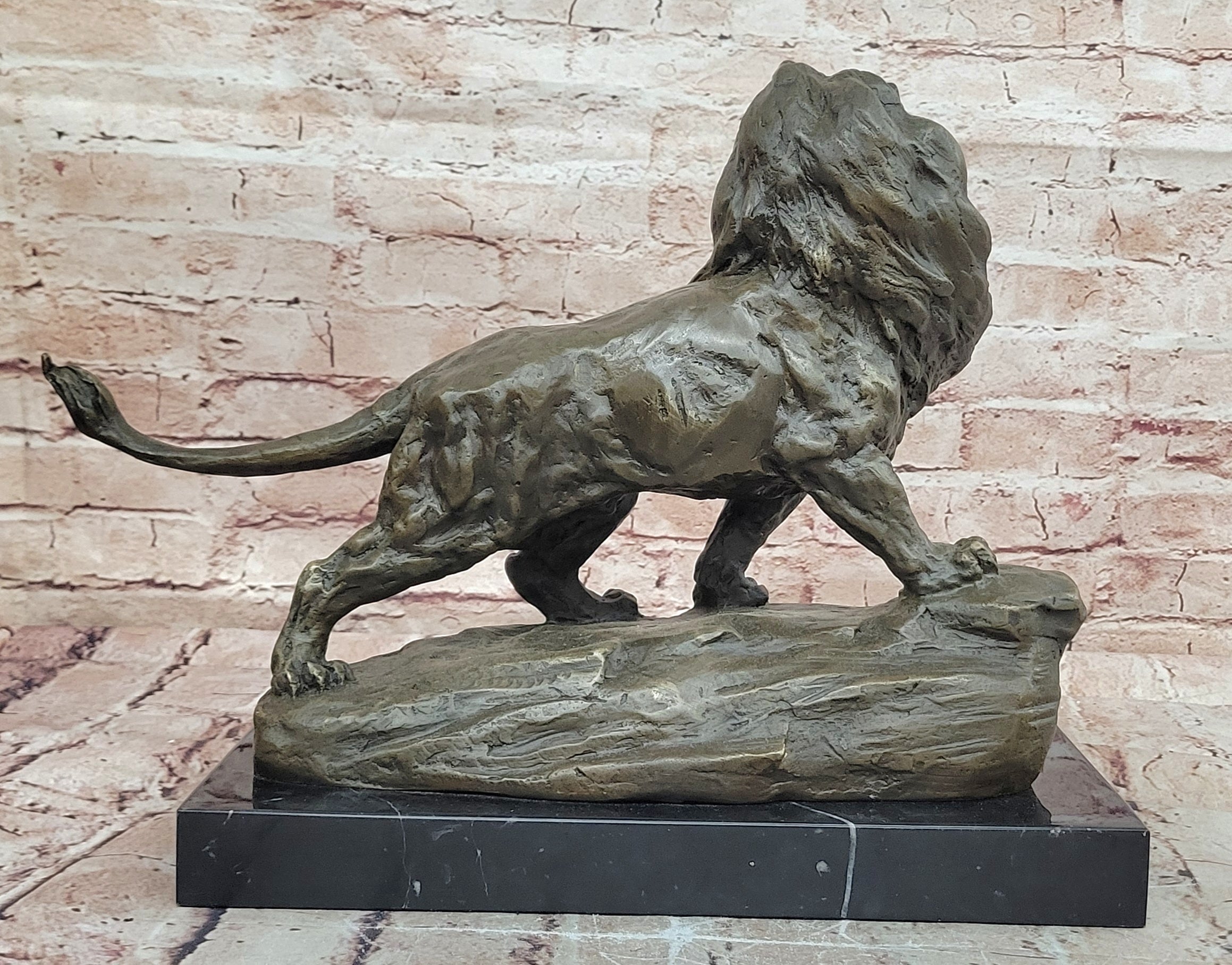 Signed Original Milo Bronze Sculpture King of Jungle Roaring Lion Hand Made