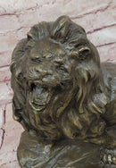 Signed Original Milo Bronze Sculpture King of Jungle Roaring Lion Hand Made