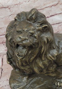 Signed Original Milo Bronze Sculpture King of Jungle Roaring Lion Hand Made