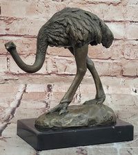 Signed Original Miguel Lopez (Milo) Ostrich Wildlife Bird Sculpture Statue