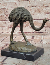 Signed Original Miguel Lopez (Milo) Ostrich Wildlife Bird Sculpture Statue
