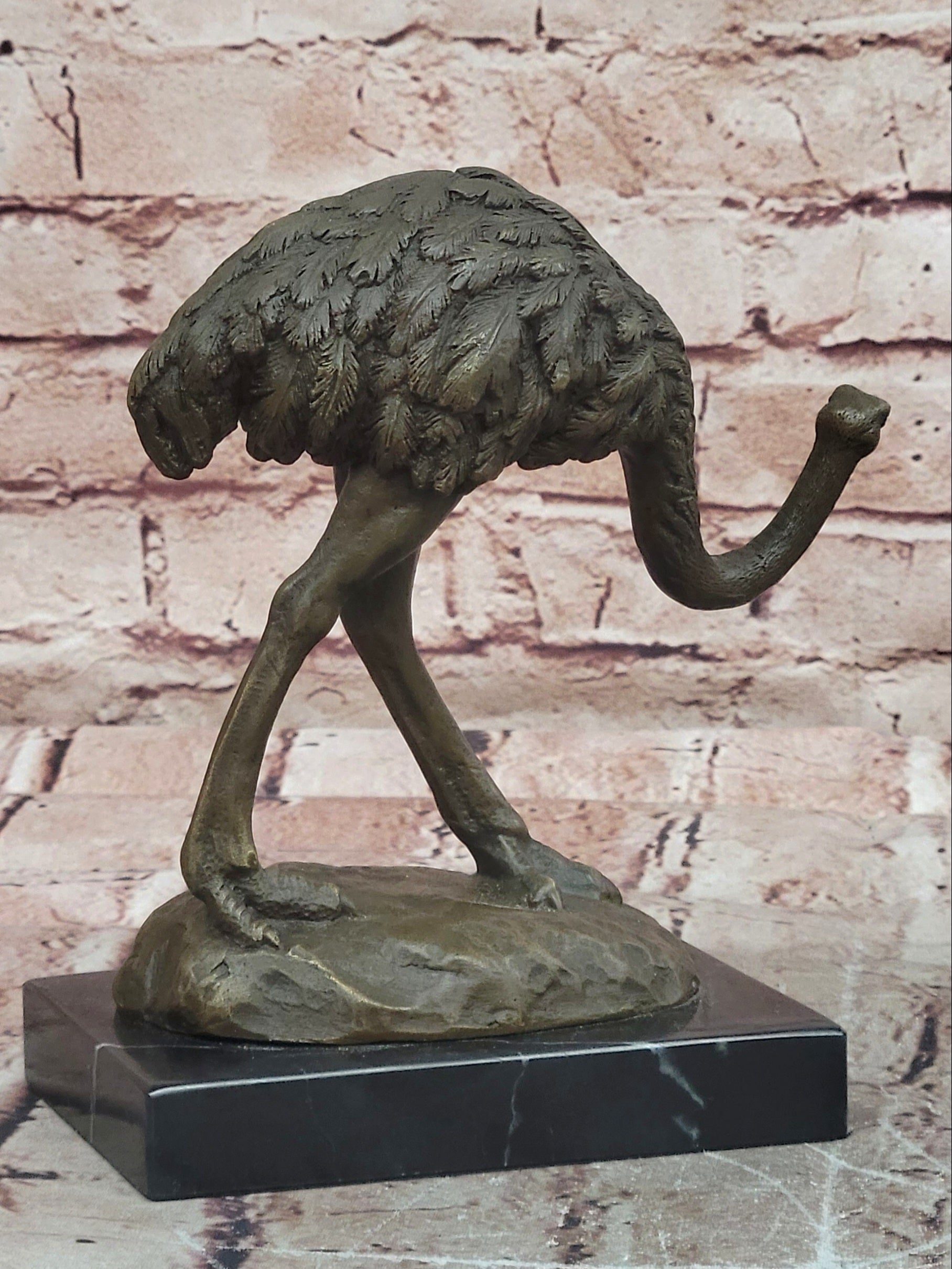 Signed Original Miguel Lopez (Milo) Ostrich Wildlife Bird Sculpture Statue