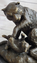 Playful Cat & Kitten - Signed Bronze Sculpture by Milo