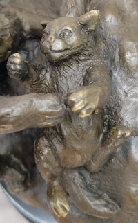 Playful Cat & Kitten - Signed Bronze Sculpture by Milo