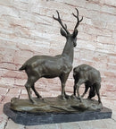 Couple Male and Female Deer Stag Bronze Sculpture Animal Figurine Figure