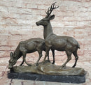 Couple Male and Female Deer Stag Bronze Sculpture Animal Figurine Figure