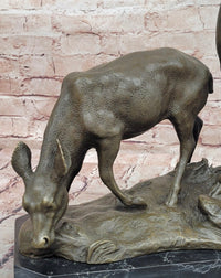 Couple Male and Female Deer Stag Bronze Sculpture Animal Figurine Figure