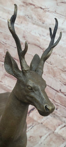 Couple Male and Female Deer Stag Bronze Sculpture Animal Figurine Figure