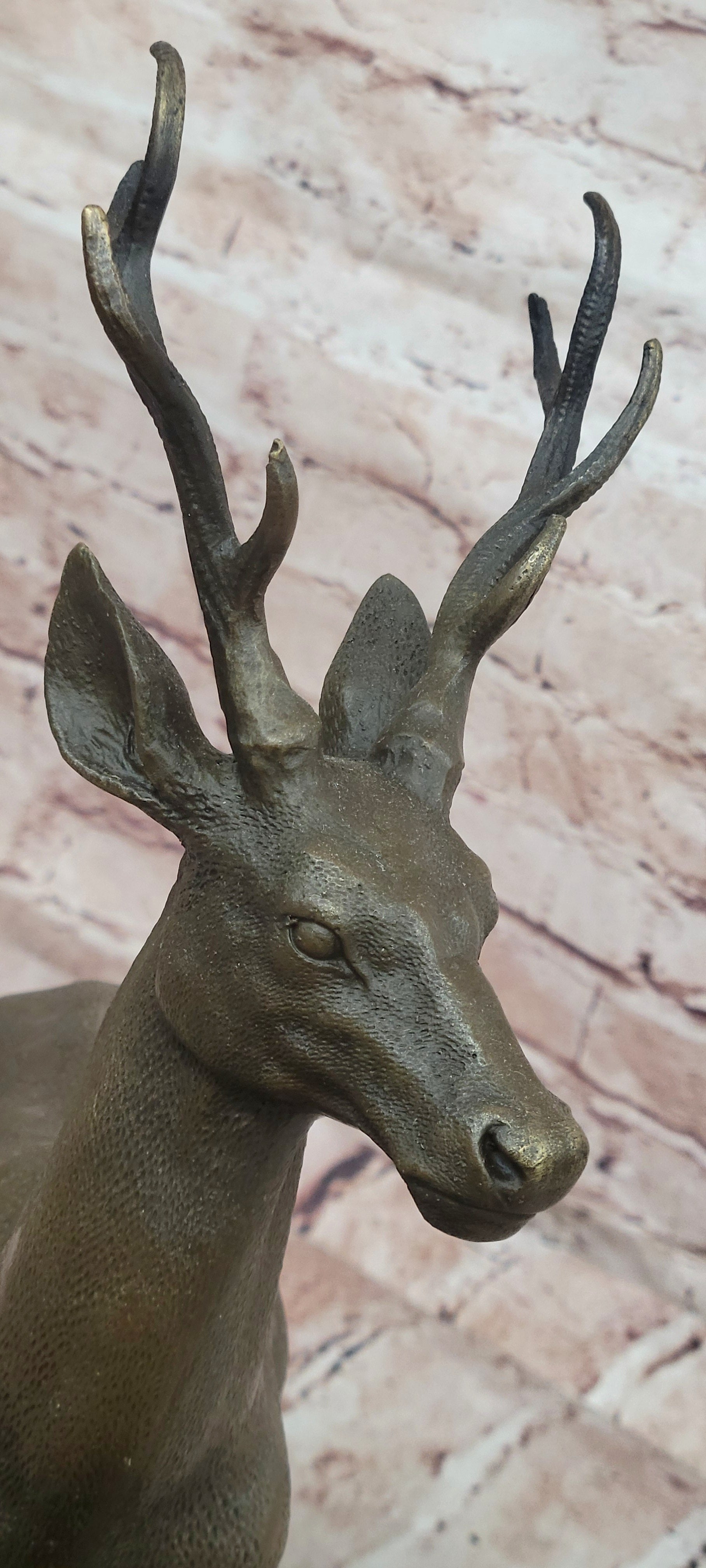Couple Male and Female Deer Stag Bronze Sculpture Animal Figurine Figure