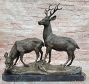 Couple Male and Female Deer Stag Bronze Sculpture Animal Figurine Figure