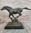 WILD RACING STALLION LARGE HEAVY BRONZE RUNNING HORSE STATUE, SIGNED: MILO