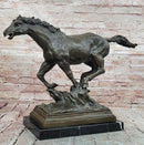 WILD RACING STALLION LARGE HEAVY BRONZE RUNNING HORSE STATUE, SIGNED: MILO
