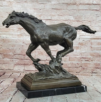 WILD RACING STALLION LARGE HEAVY BRONZE RUNNING HORSE STATUE, SIGNED: MILO