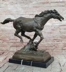 WILD RACING STALLION LARGE HEAVY BRONZE RUNNING HORSE STATUE, SIGNED: MILO