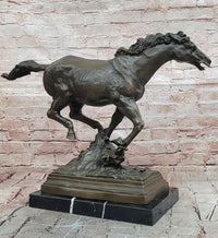 WILD RACING STALLION LARGE HEAVY BRONZE RUNNING HORSE STATUE, SIGNED: MILO