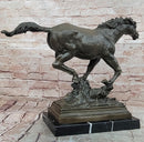 WILD RACING STALLION LARGE HEAVY BRONZE RUNNING HORSE STATUE, SIGNED: MILO