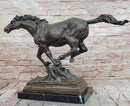 WILD RACING STALLION LARGE HEAVY BRONZE RUNNING HORSE STATUE, SIGNED: MILO