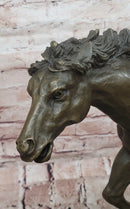 WILD RACING STALLION LARGE HEAVY BRONZE RUNNING HORSE STATUE, SIGNED: MILO