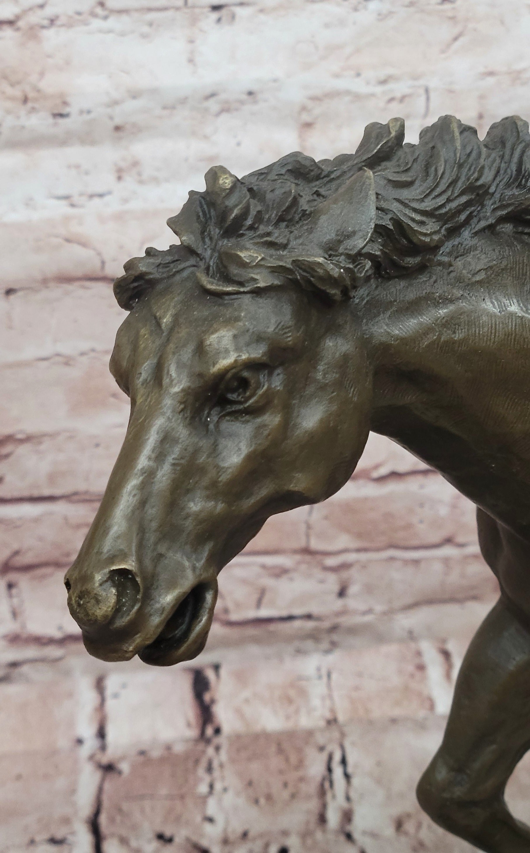 WILD RACING STALLION LARGE HEAVY BRONZE RUNNING HORSE STATUE, SIGNED: MILO