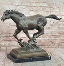 WILD RACING STALLION LARGE HEAVY BRONZE RUNNING HORSE STATUE, SIGNED: MILO