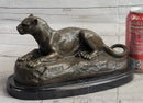 Hot Cast Bronze Cougar Puma Mountain Lion Resting Sculpture