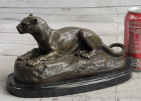 Hot Cast Bronze Cougar Puma Mountain Lion Resting Sculpture