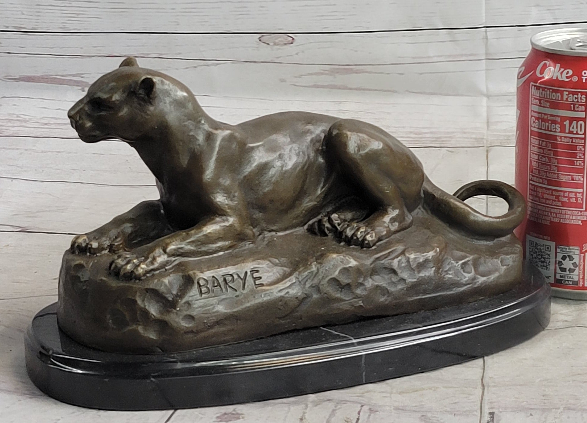 Hot Cast Bronze Cougar Puma Mountain Lion Resting Sculpture