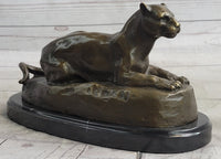 Hot Cast Bronze Cougar Puma Mountain Lion Resting Sculpture